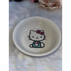Hello Kitty Ceramic Pet Food Bowl Dish MEDIUM 6” Diameter Overalls Pink Bow